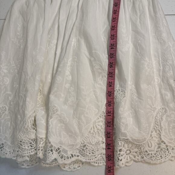 Selfie Leslie Lovers Lane Dress Womens XL Fit Large White Lace Trim Puff Sleeve - Picture 14 of 16